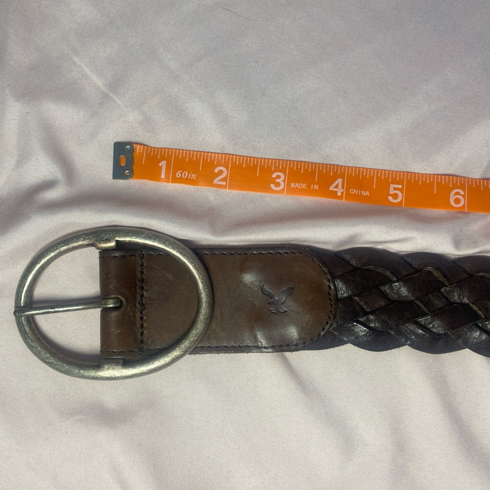American Eagle Outfitters Brown Braided Genuine Leather Belt S/M - Picture 4 of 7